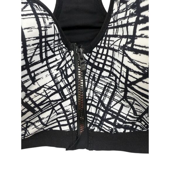 Maidenform Sport Bra DM7991 Zip Front Medium Impact Black White 38DD - Picture 3 of 8